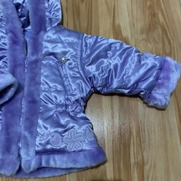 [NWOT] Casual Time Girl's Faux Fur Trim Winter Hoodie Jacket Purple - Size 2T